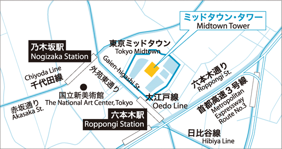 【地図】日興アセットマネジメント株式会社（Nikko Asset Management Co., Ltd.）　東京都港区赤坂九丁目7番地1号　ミッドタウン・タワー