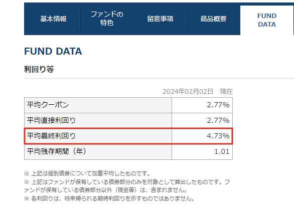 平均最終利回り 掲載箇所